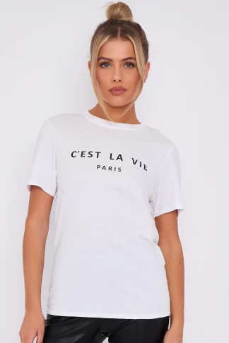 C'EST LA VIE SHORT SLEEVE ROUND NECK T SHIRT
