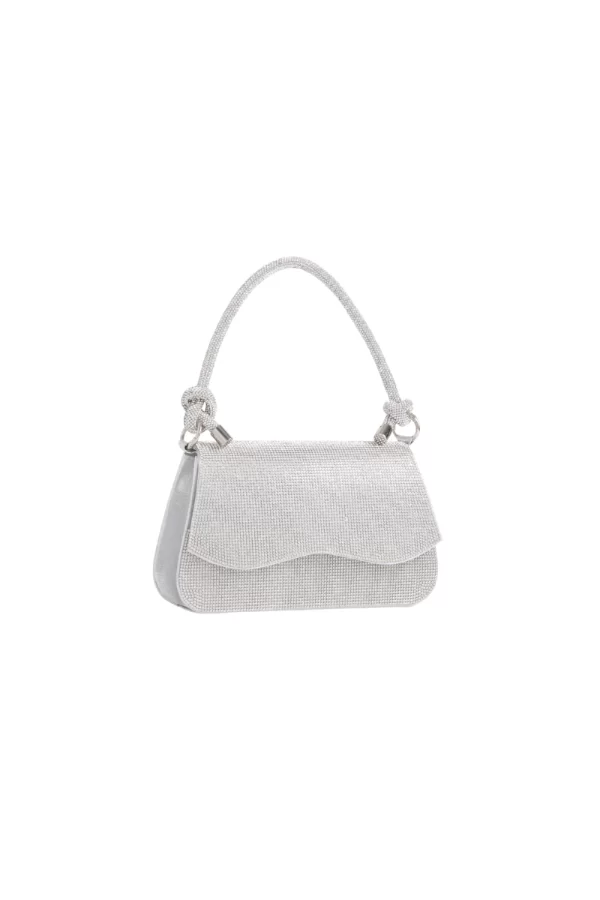 DIAMANTE TOP HANDLE BAG WITH KNOT DETAILS