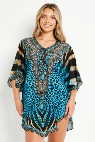 BLUE SHORT BEACH DRESS KAFTAN