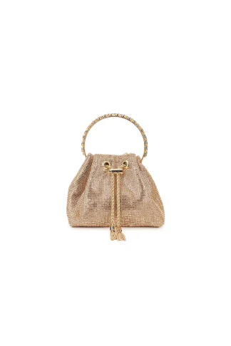 CRYSTAL MESH TOP HANDLE EVENING BAG