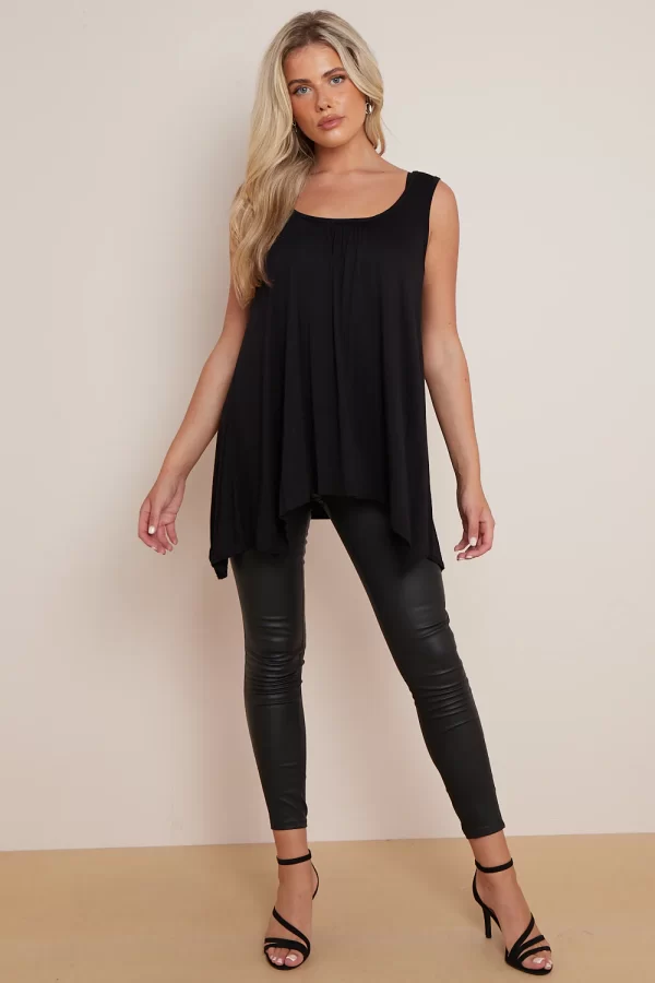 SLEEVELESS TOP WITH ASYMMETRIC HEM