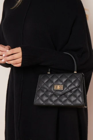 BLACK SMALL TOP HANDLE CHAIN BAG