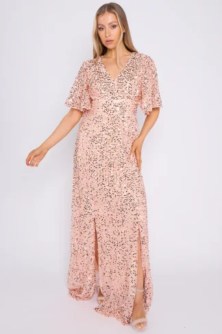 ROSE GOLD SEQUIN MAXI DRESS