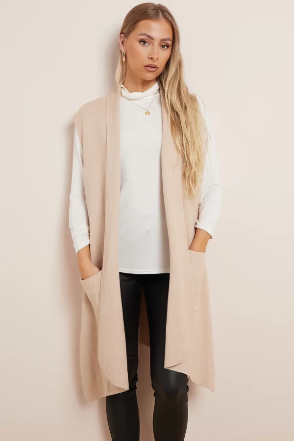 SOFT KNIT SLEEVELESS LONG CARDIGAN