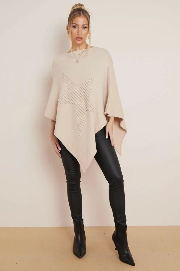 Soft Knit Poncho With Star Detail
