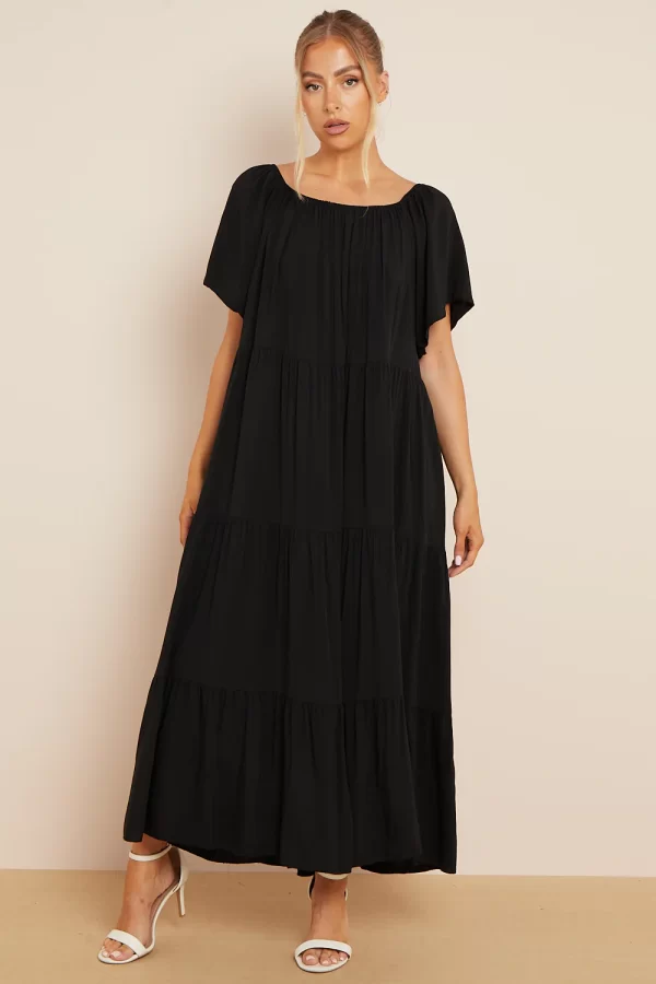 Tiered Off Shoulder Maxi Dress