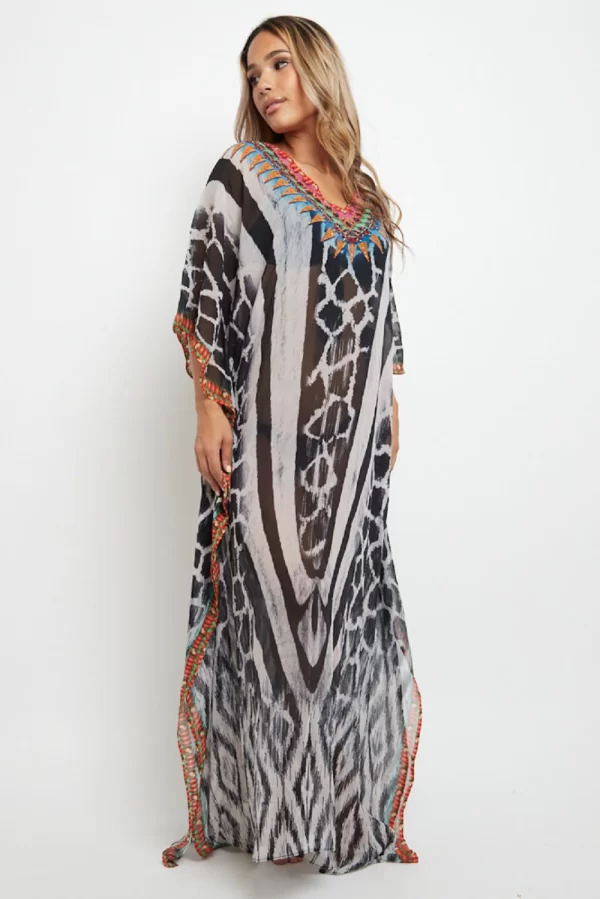 BLACK MAXI BEACH DRESS KAFTAN