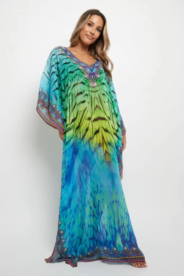 AQUA BLUE MAXI BEACH DRESS KAFTAN