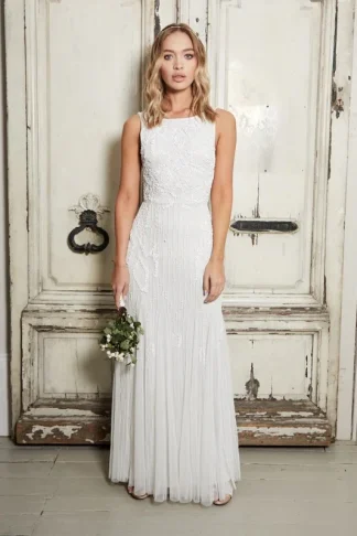 GRACEY WHITE HIGH NECK MAXI DRESS