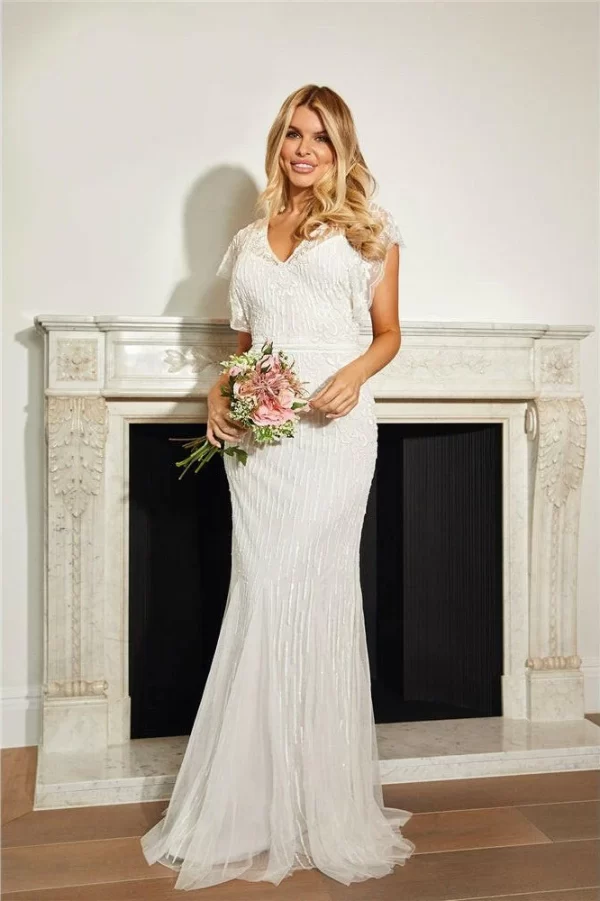 LIVIA WHITE ALL OVER EMBELLISHED MAXI DRESS