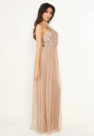 OPHELIA HALTER NECK SEQUIN MAXI DRESS