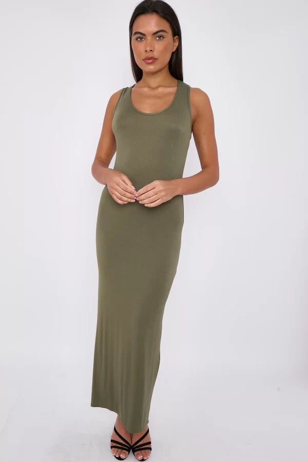 Khaki Racerback Maxi Dress